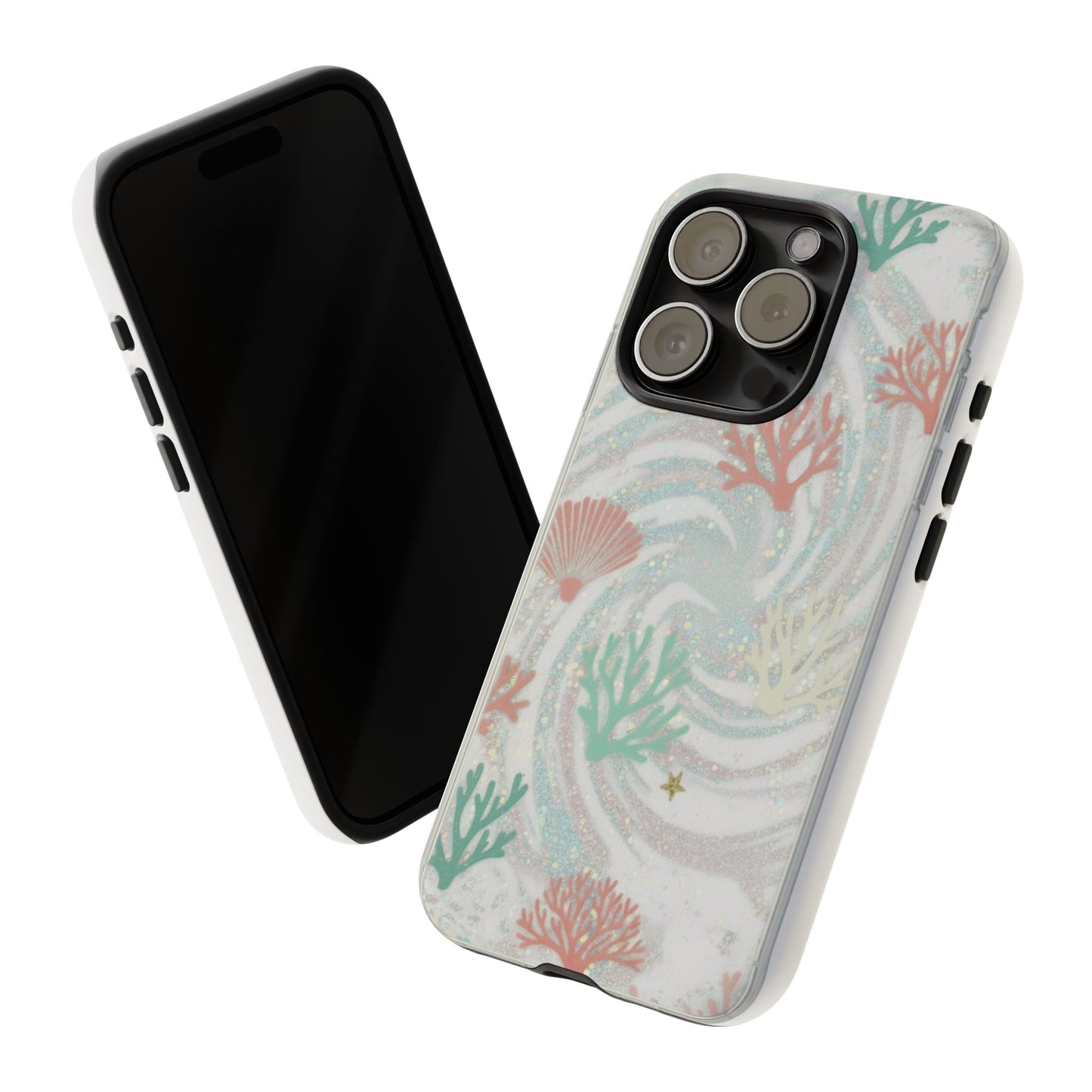 Seafoam Coral Tough Phone Case - Pastel Ocean Wave Design
