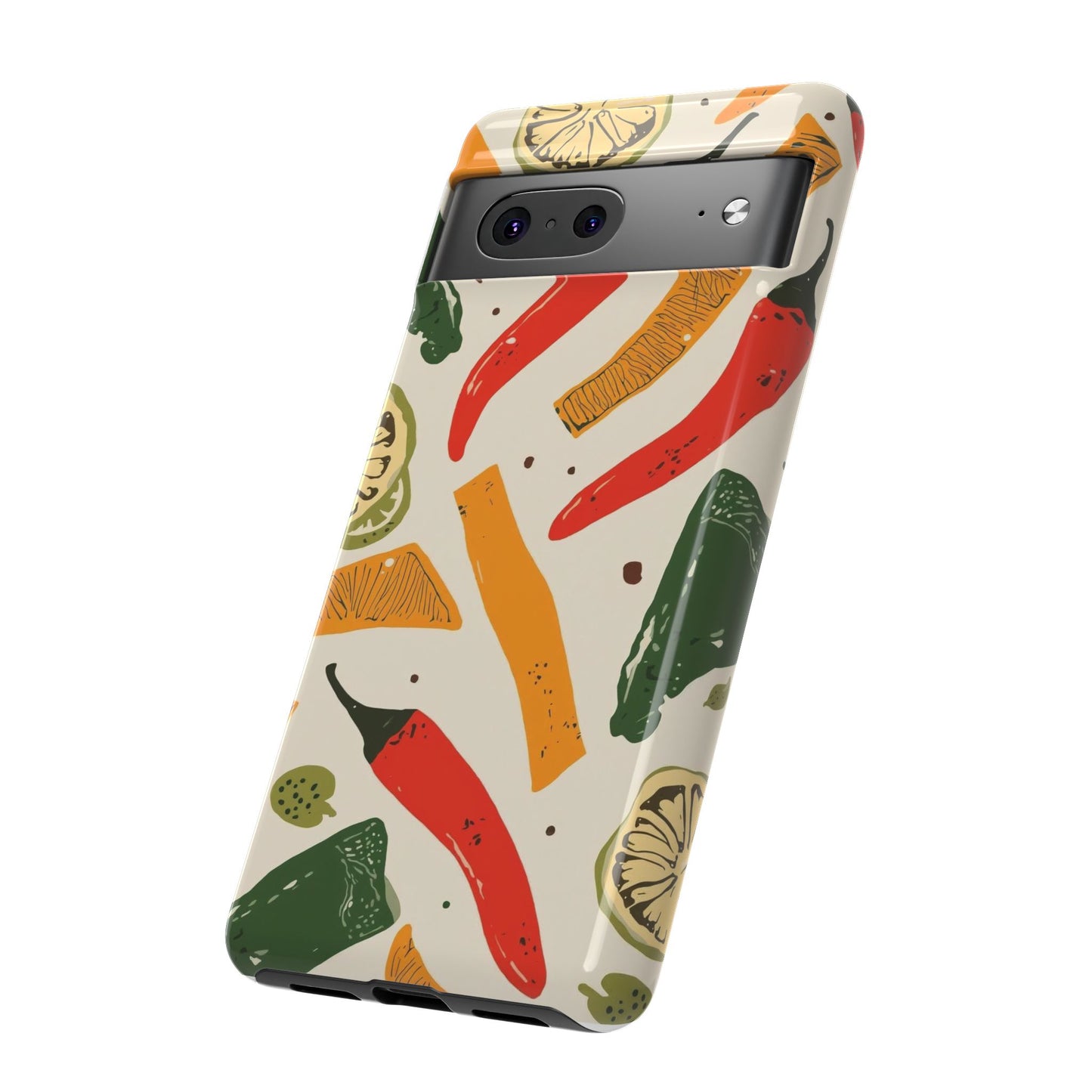 Spicy Peppers Phone Case – Colorful Chili, Lime & Citrus Pattern