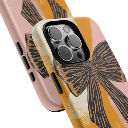 Bow Brushstroke Tough Phone Case — Pink & Mustard