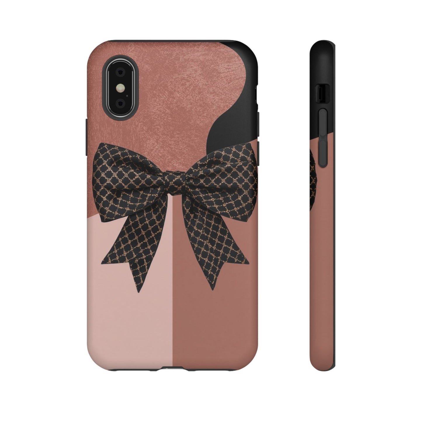 Bow Stripe Tough Phone Case – Pink Mauve Protective Cover