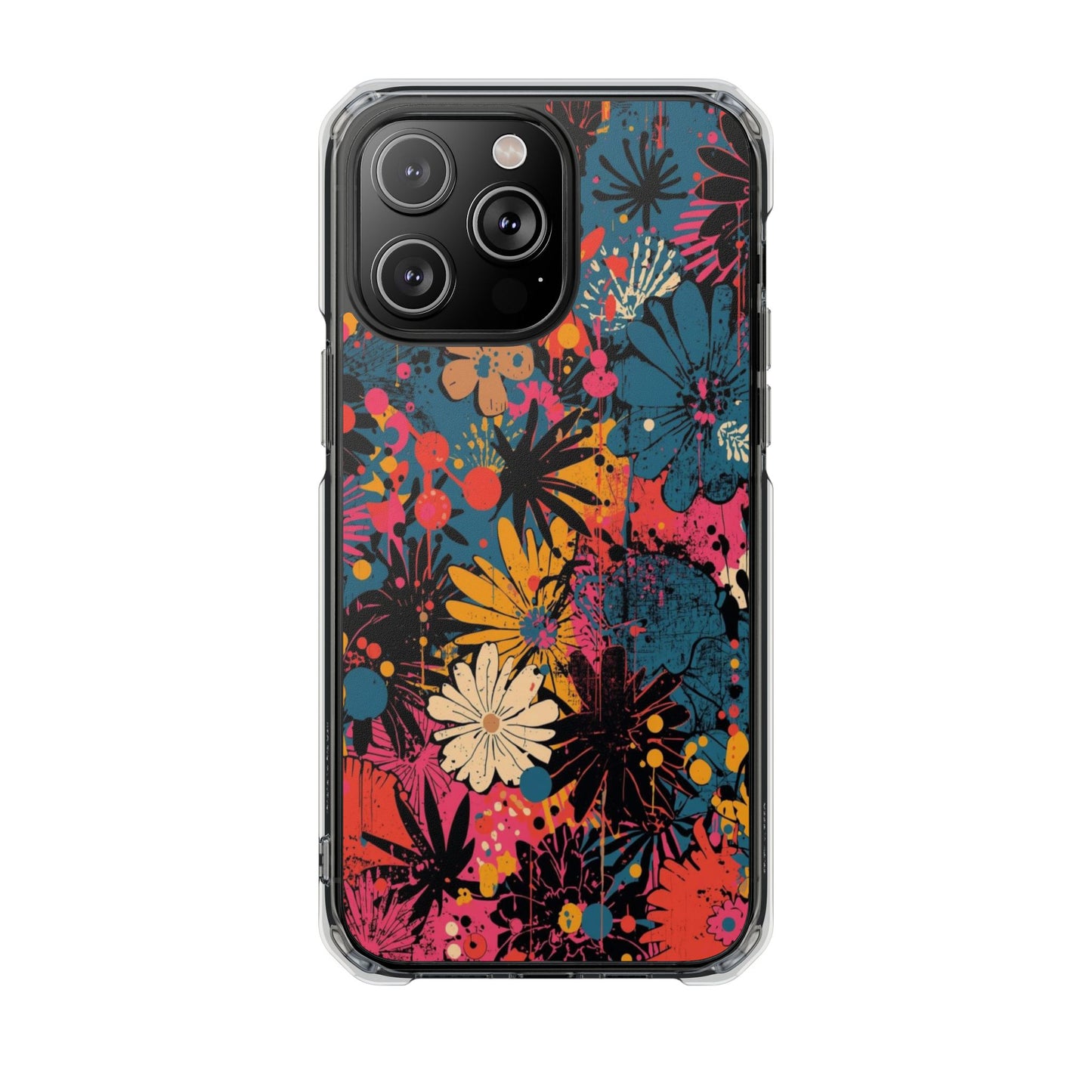 Clear Magnetic Phone Case — Colorful Floral Impact Protection