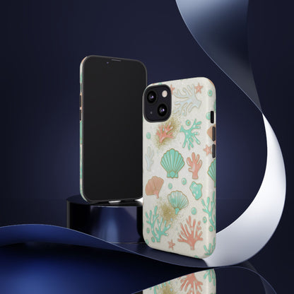 Seashell Coral Phone Case — Pastel Beach Shells Protective Tough Case