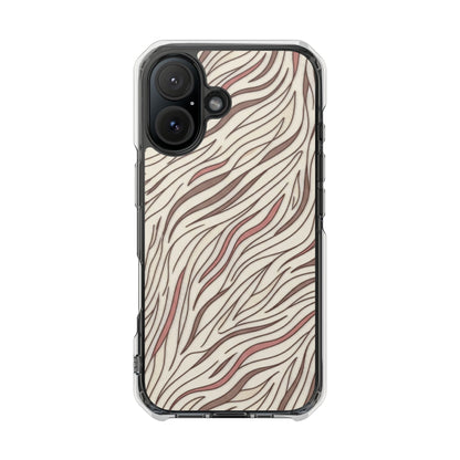 Clear Magnetic Phone Case — Neutral Beige Abstract Zebra Print