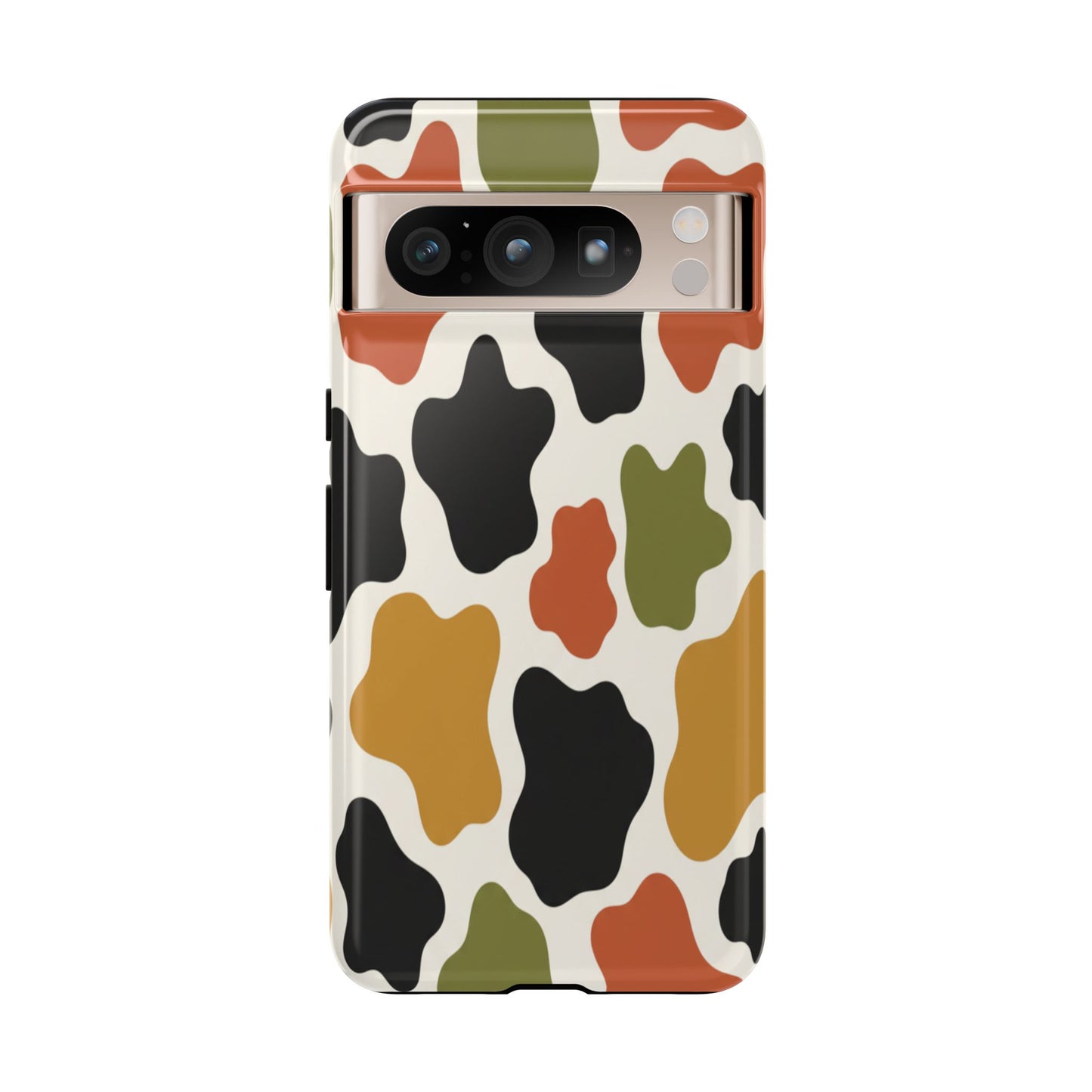 Camouflage Pattern Tough Phone Case – Retro Olive, Rust & Mustard Protective Cover
