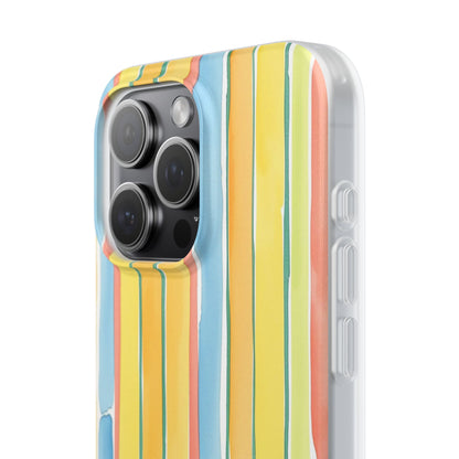 Watercolor Stripe Phone Case — Bright Pastel Vertical Stripes Protective Flexi Case