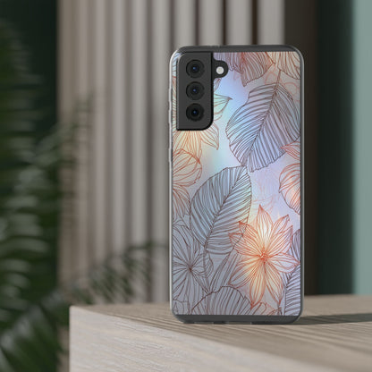 Floral Holographic Phone Case — Iridescent Leaves & Flowers Flexi Case