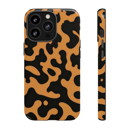 Leopard Print Phone Case — Orange & Black Tough Pattern Protective Cover