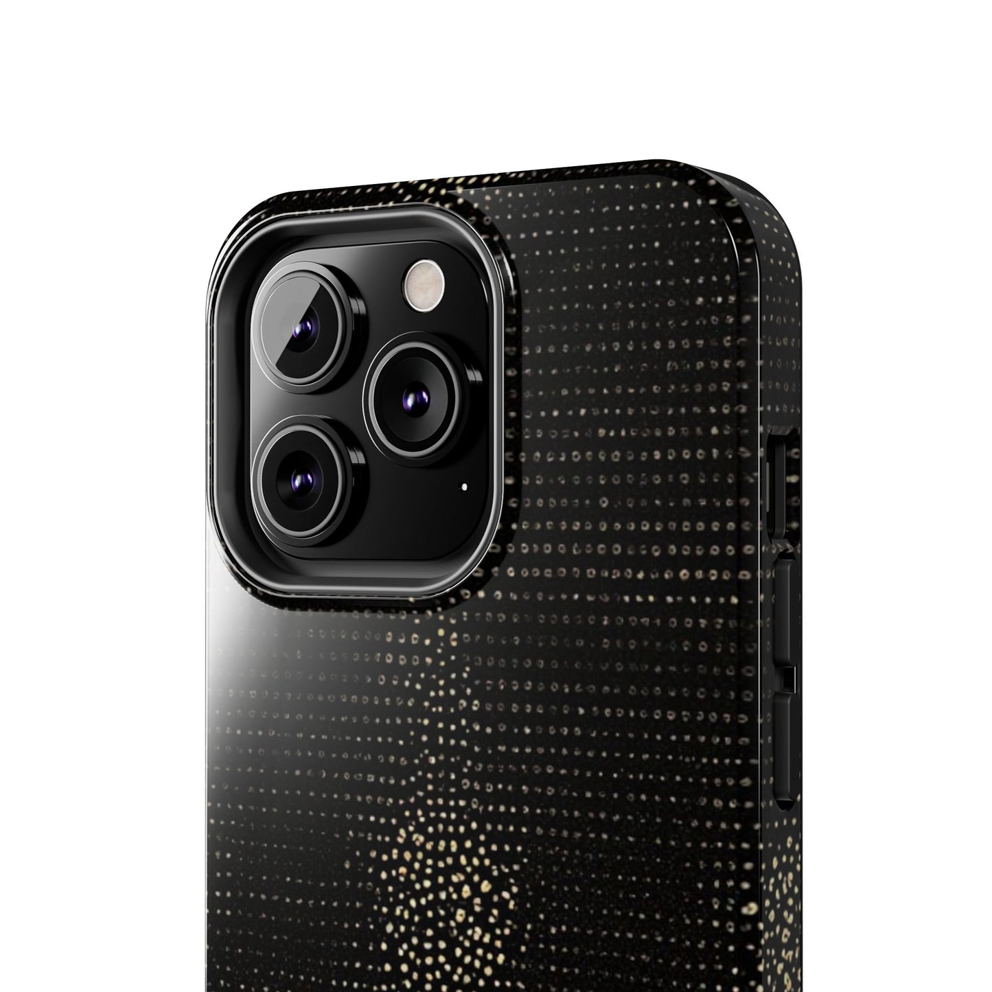 Tough Phone Case — Black Textured Metallic Dot Shield