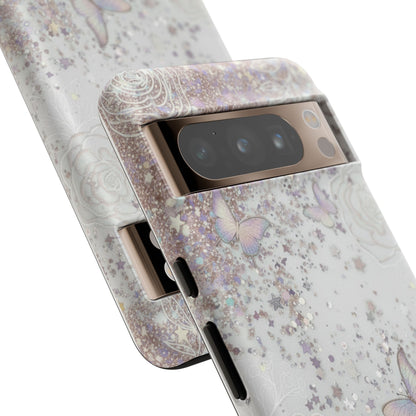 Butterfly Glitter Tough Phone Case — Floral Sparkle Protective Case