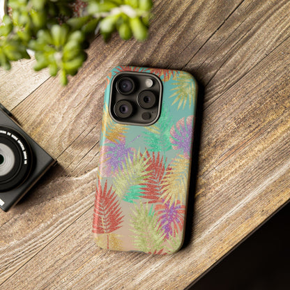 Tropical Palm Leaf Tough Phone Case – Colorful Pastel Botanical Protection