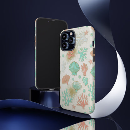 Seashell Coral Phone Case — Pastel Beach Shells Protective Tough Case