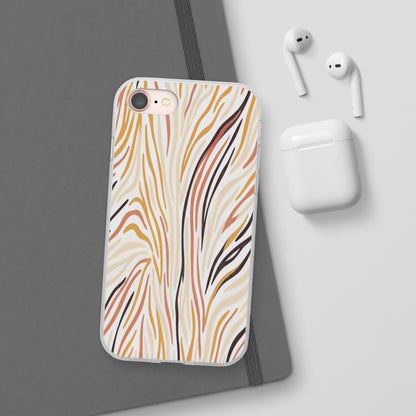 Marbled Neutral Stripe Phone Case — Abstract Beige & Terracotta Flexi Case