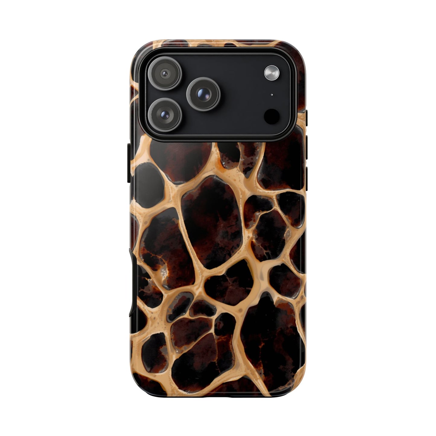 Phone Case — Brown Leather Dot Texture Rugged Protective Cover
