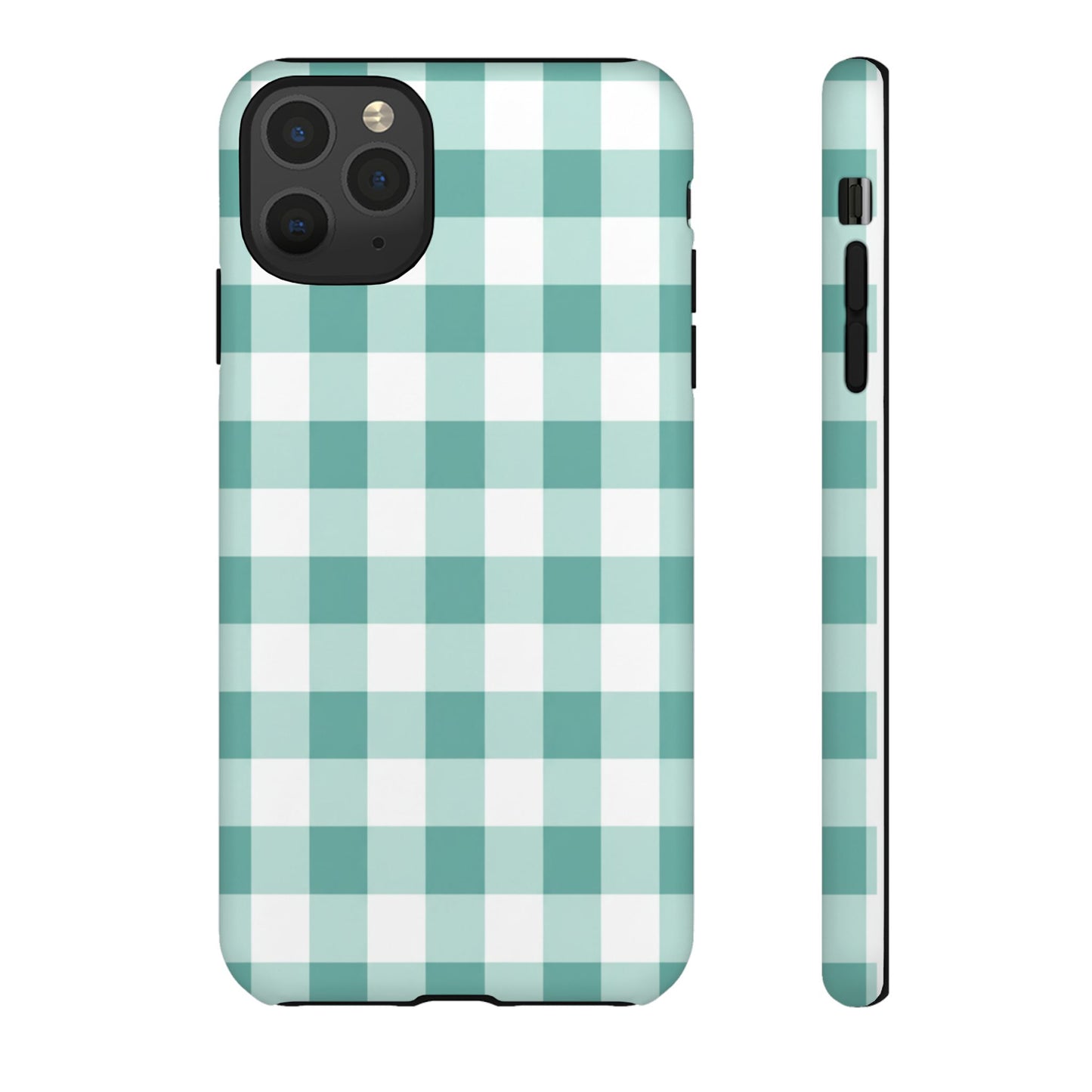 Mint Green Buffalo Check Tough Phone Case — Durable Plaid Protective Cover