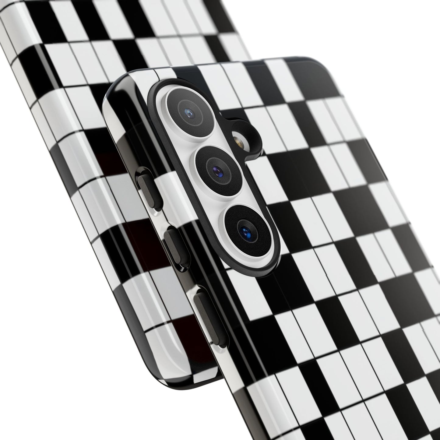 Crossword Grid Phone Case — Black & White Puzzle Pattern Tough Phone Cover