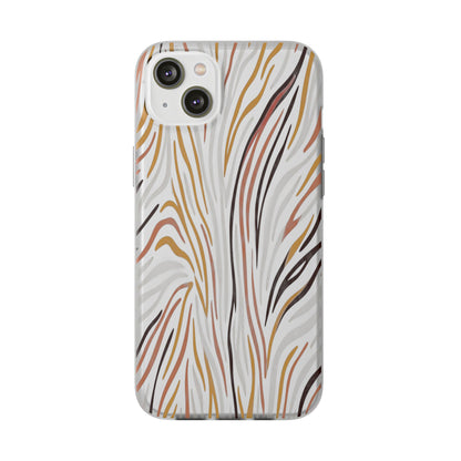 Marbled Neutral Stripe Phone Case — Abstract Beige & Terracotta Flexi Case
