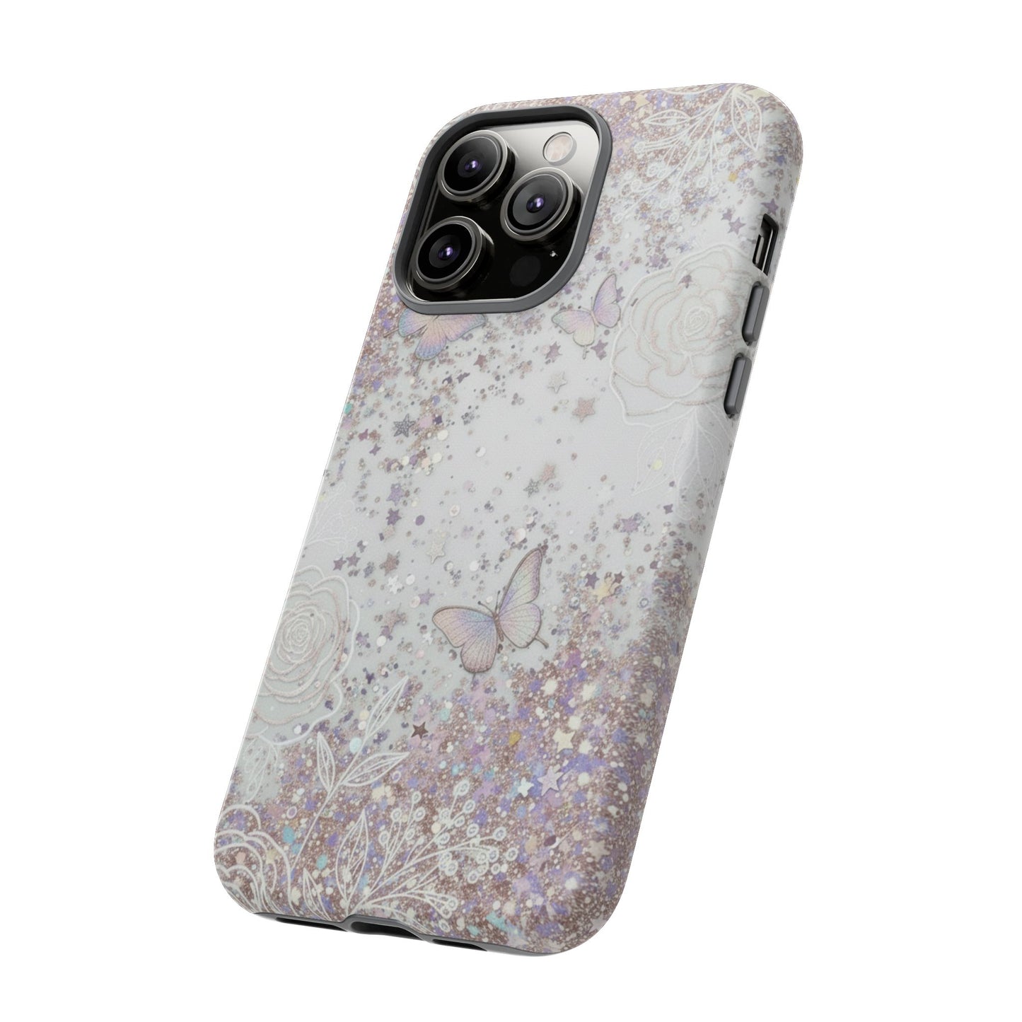 Butterfly Glitter Tough Phone Case — Floral Sparkle Protective Case