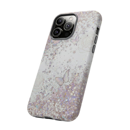 Butterfly Glitter Tough Phone Case — Floral Sparkle Protective Case