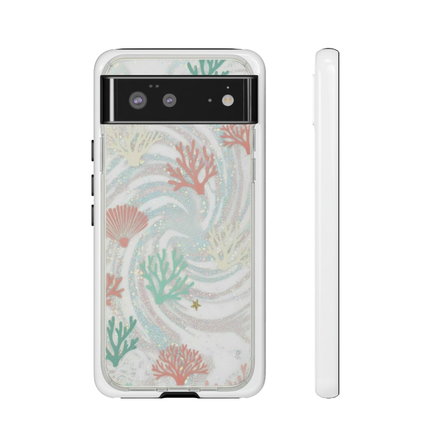 Seafoam Coral Tough Phone Case - Pastel Ocean Wave Design