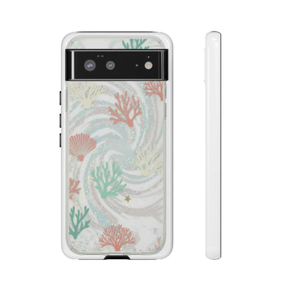 Seafoam Coral Tough Phone Case - Pastel Ocean Wave Design