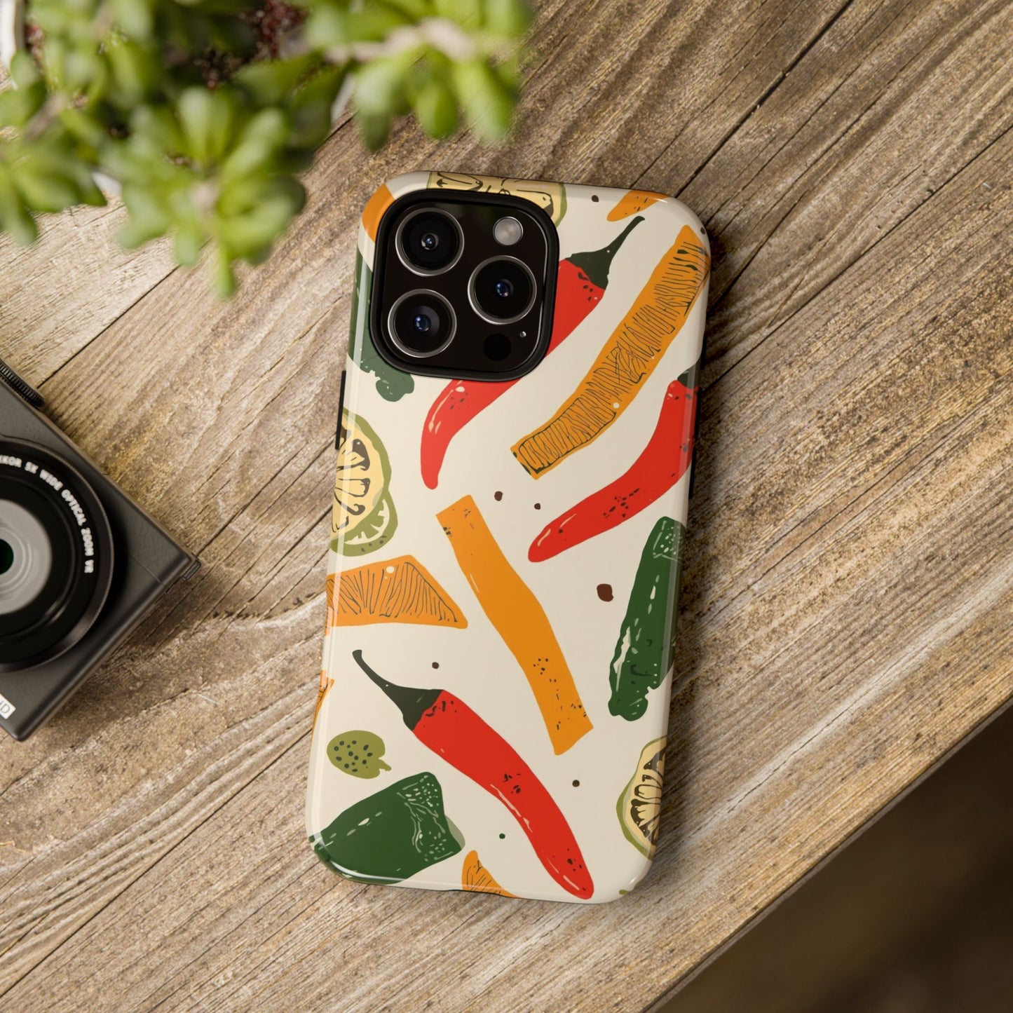 Spicy Peppers Phone Case – Colorful Chili, Lime & Citrus Pattern