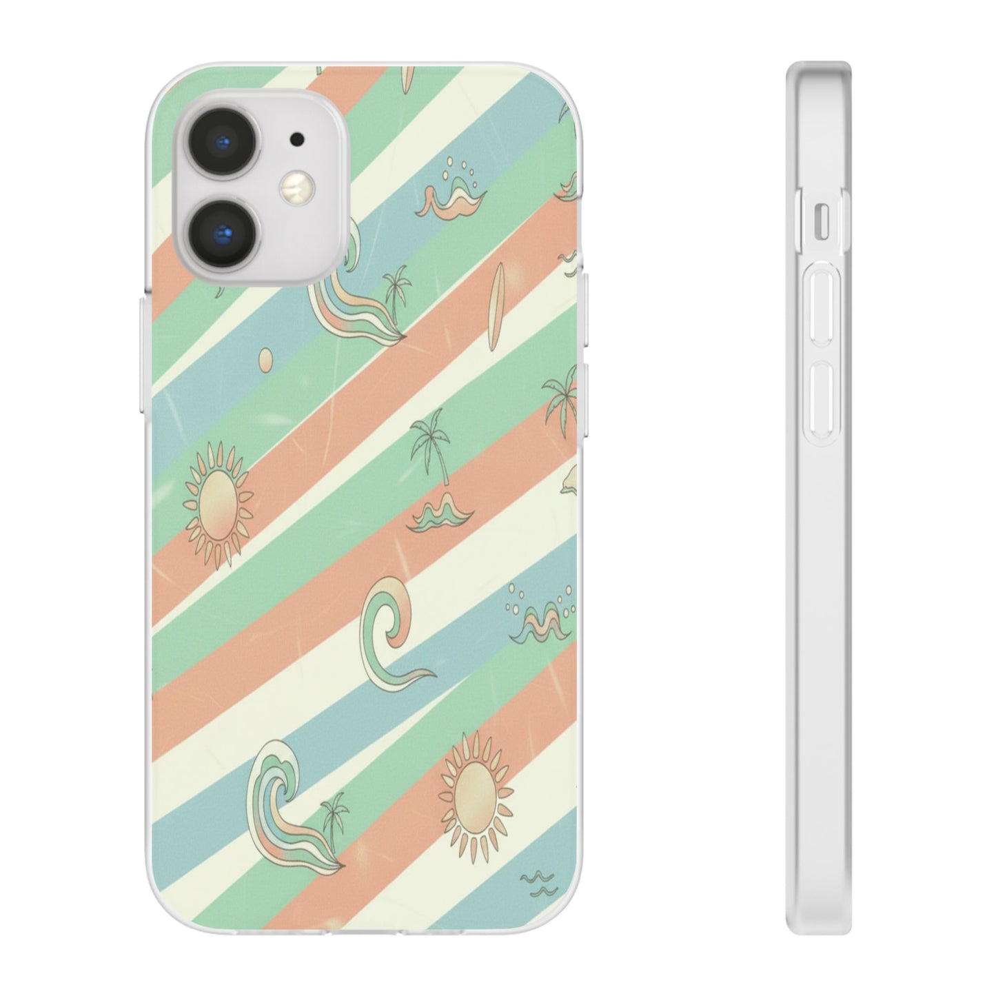Beach Vibes Phone Case — Retro Pastel Surf & Palm Protective Flexi Case
