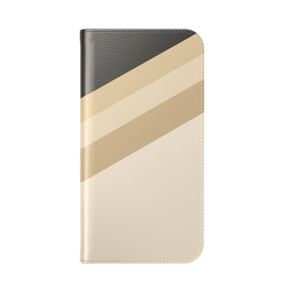 Retro Neutral Stripe Flip Phone Case — Wallet Folio with Card Slots