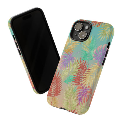 Tropical Palm Leaf Tough Phone Case – Colorful Pastel Botanical Protection