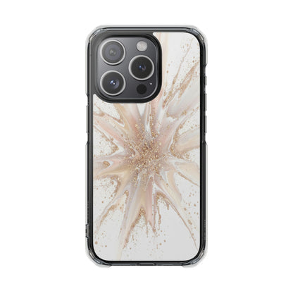 Clear Magnetic Impact Phone Case — Neutral Gold Starburst Design