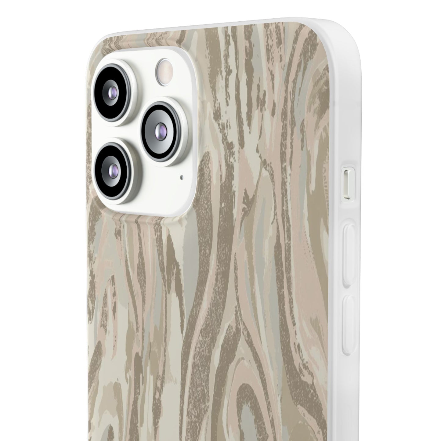 Neutral Marble Swirl Flexi Phone Case — Beige Abstract Protective Cover