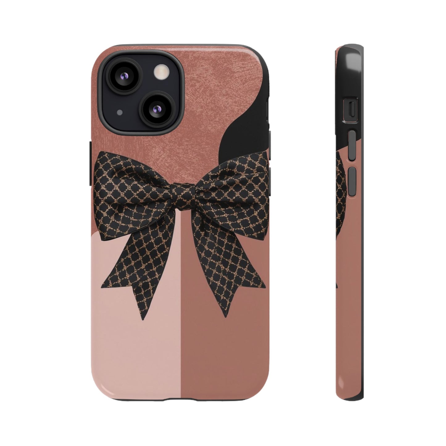 Bow Stripe Tough Phone Case – Pink Mauve Protective Cover