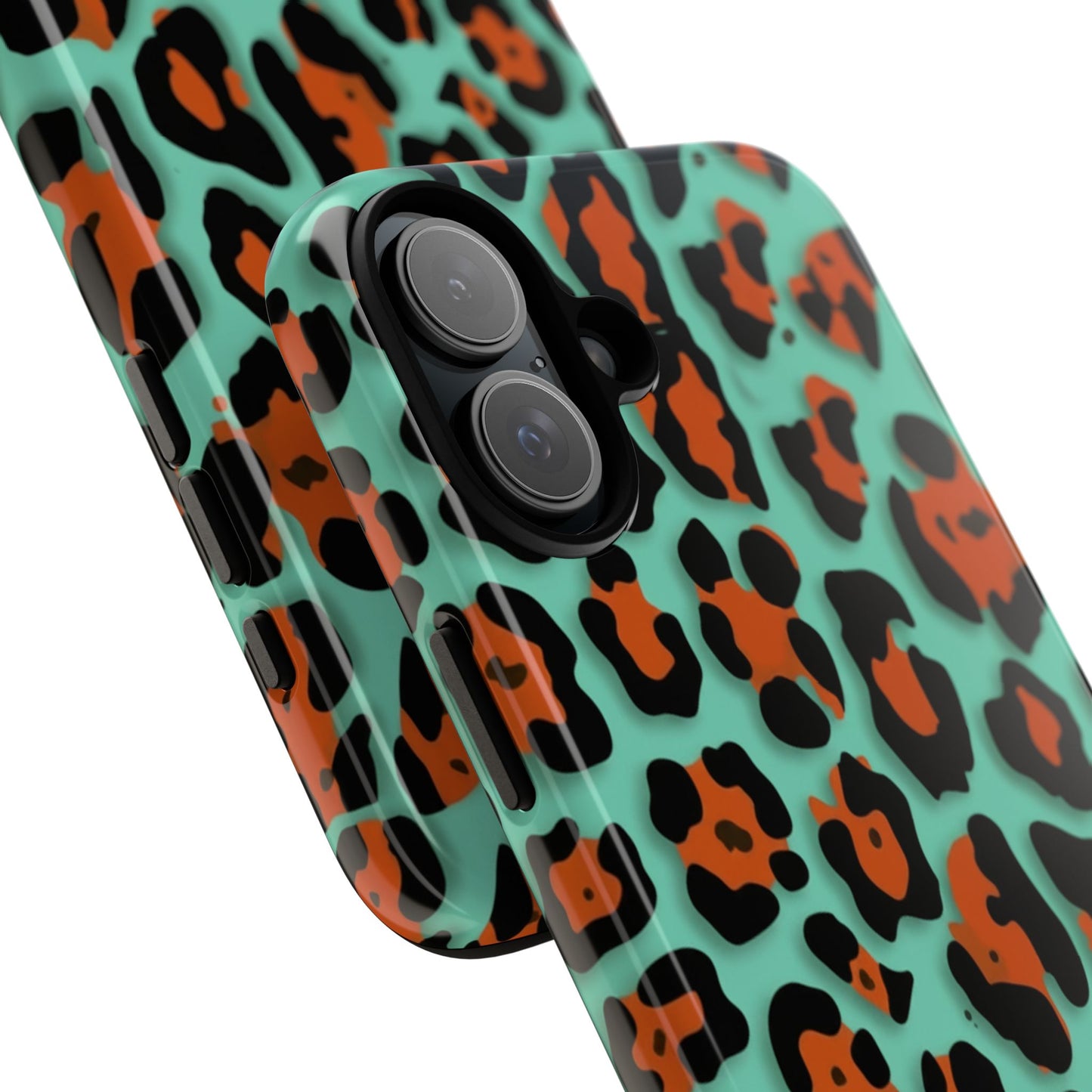 Teal & Rust Leopard Phone Case — Tough Protective Animal Print