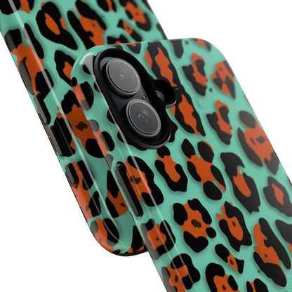 Teal & Rust Leopard Phone Case — Tough Protective Animal Print