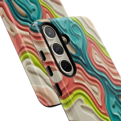 Abstract Contour Phone Case — Colorful Topographic Pattern Tough Case