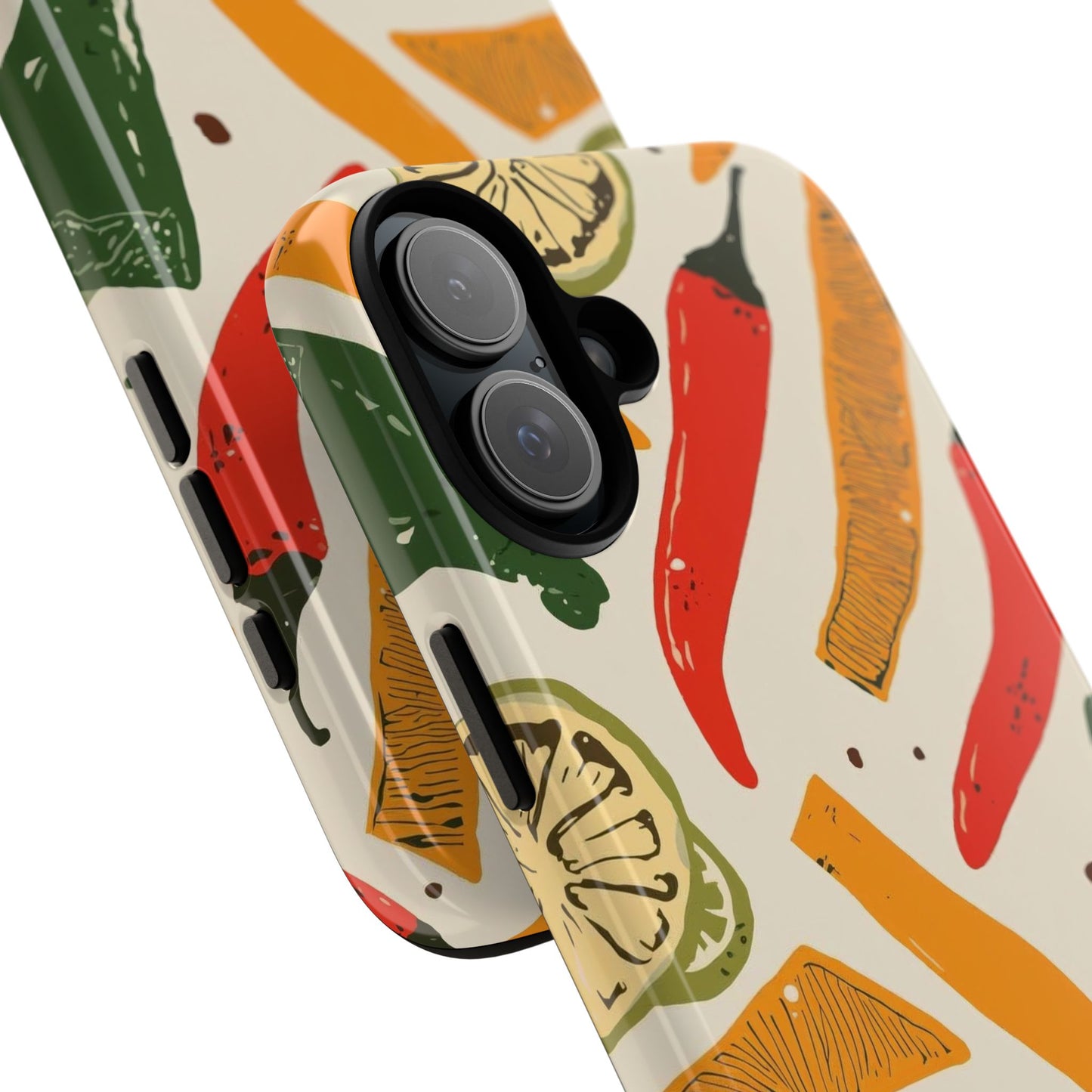 Spicy Peppers Phone Case – Colorful Chili, Lime & Citrus Pattern