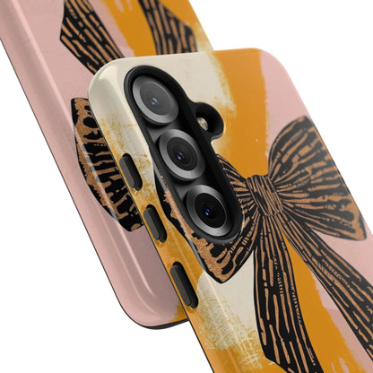 Bow Brushstroke Tough Phone Case — Pink & Mustard