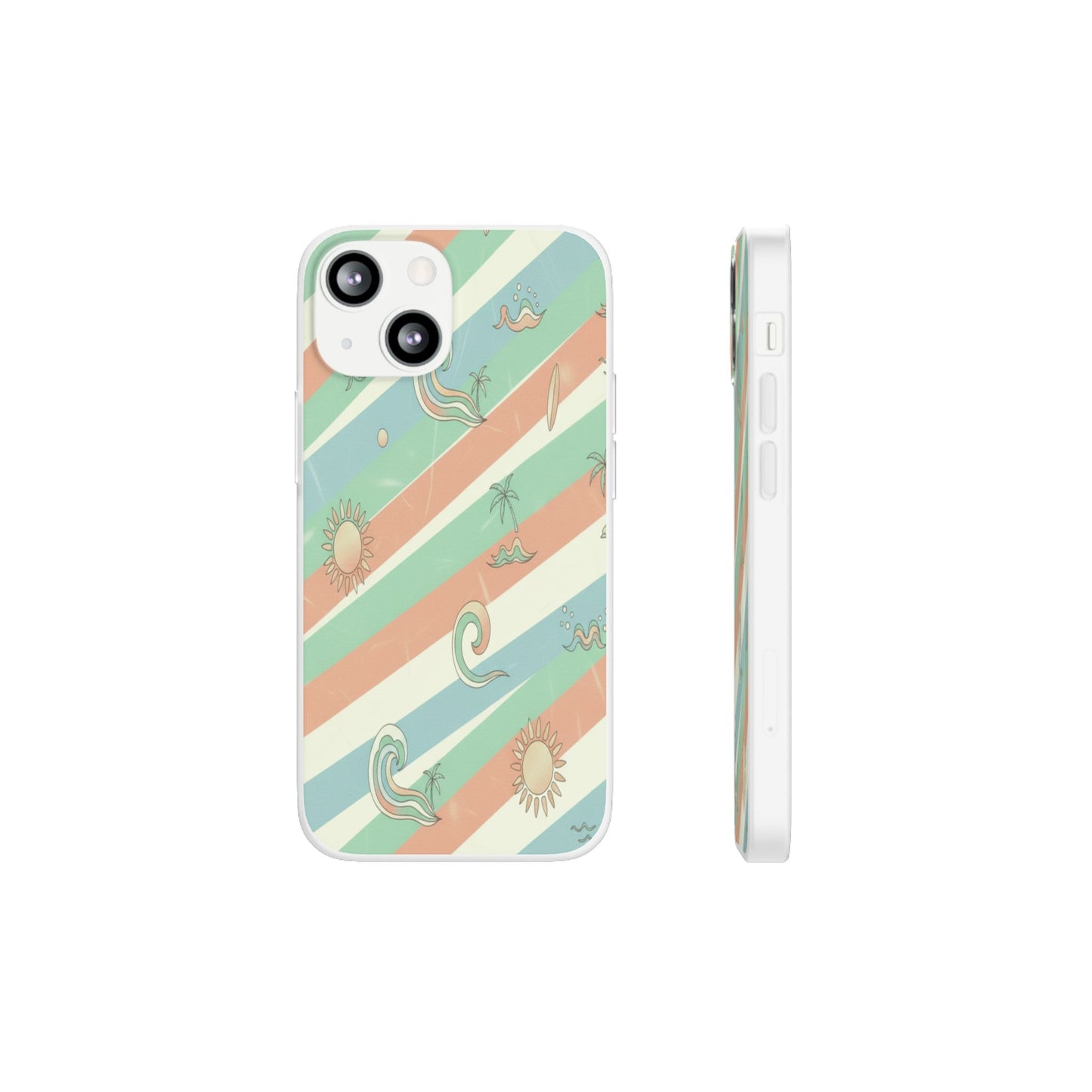 Beach Vibes Phone Case — Retro Pastel Surf & Palm Protective Flexi Case