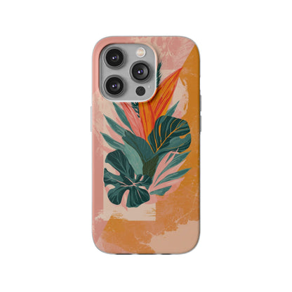 Tropical Botanical Phone Case — Pink & Orange Floral Flexi Case
