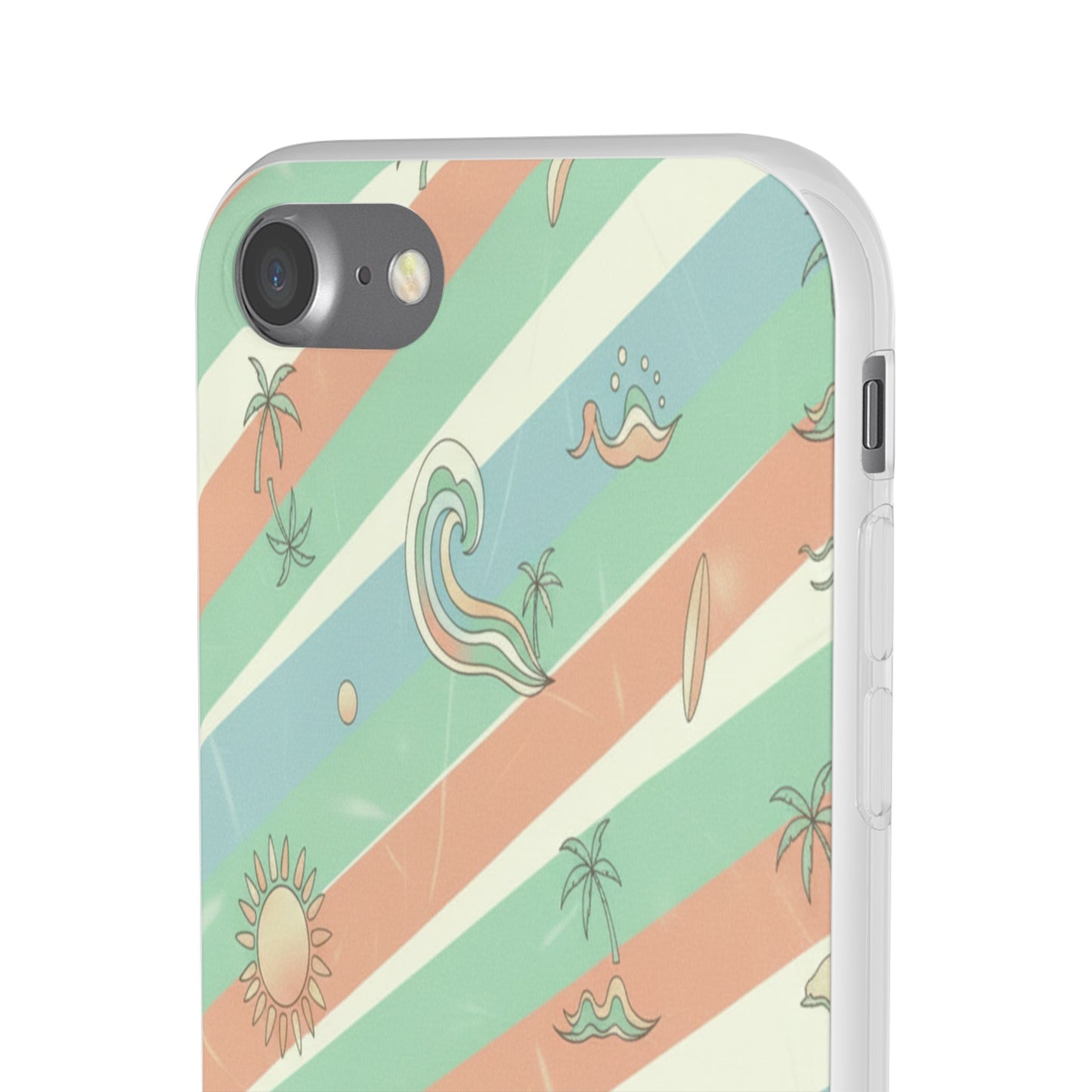 Beach Vibes Phone Case — Retro Pastel Surf & Palm Protective Flexi Case