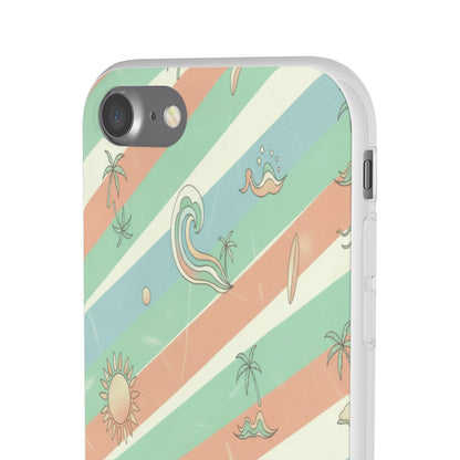 Beach Vibes Phone Case — Retro Pastel Surf & Palm Protective Flexi Case