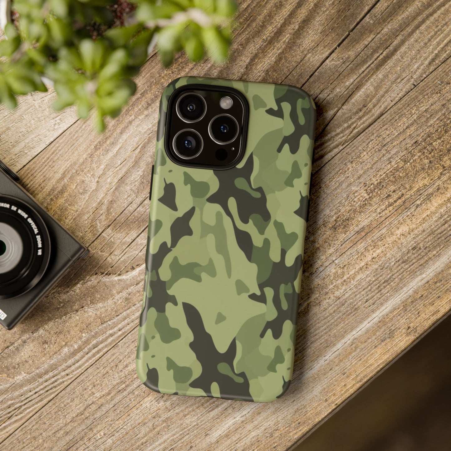 Camo Tough Phone Case — Military Green Protective iPhone Cover