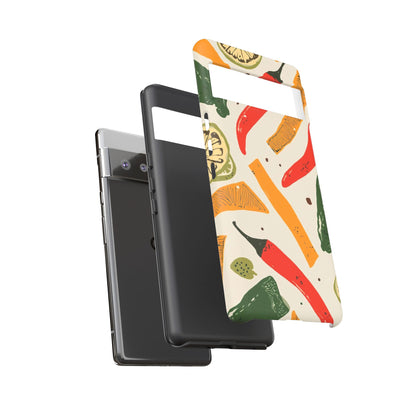 Spicy Peppers Phone Case – Colorful Chili, Lime & Citrus Pattern