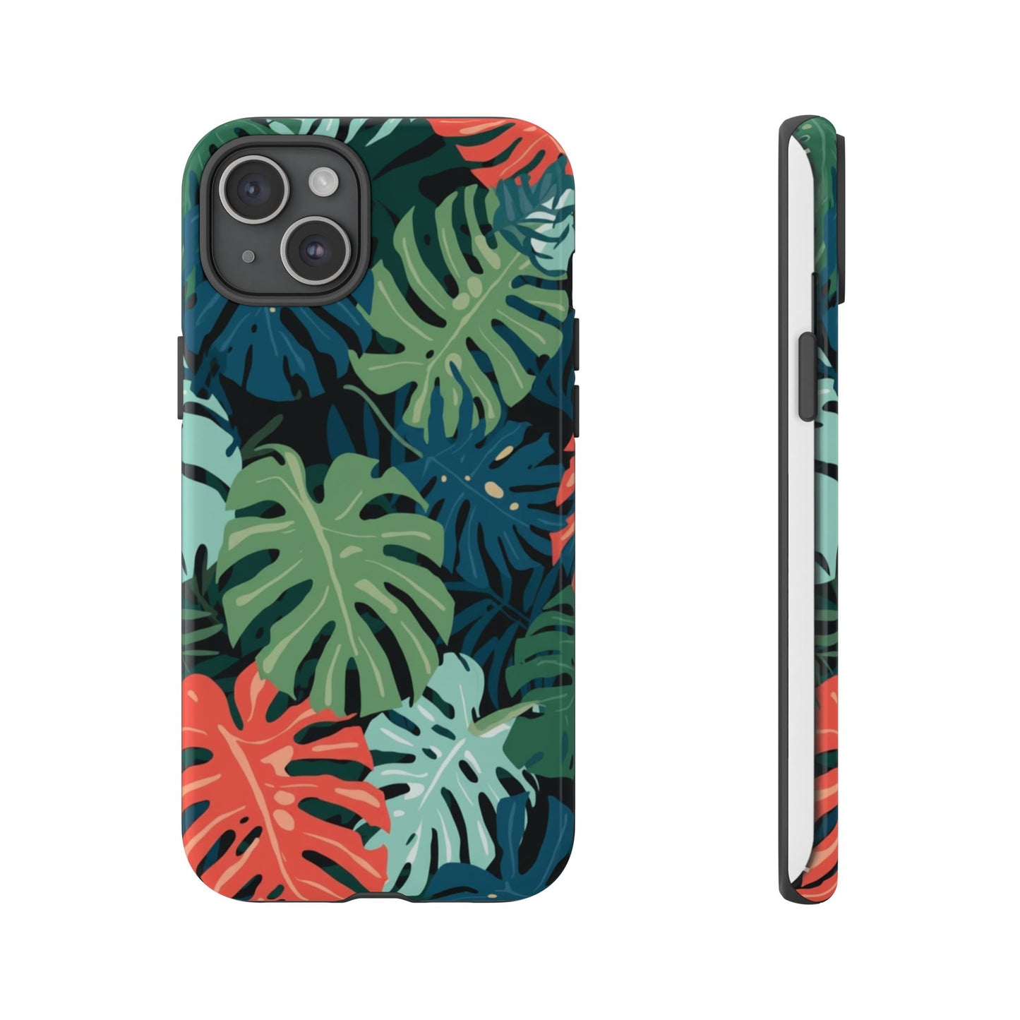 Tropical Monstera Phone Case — Colorful Leaf Protective Tough Case