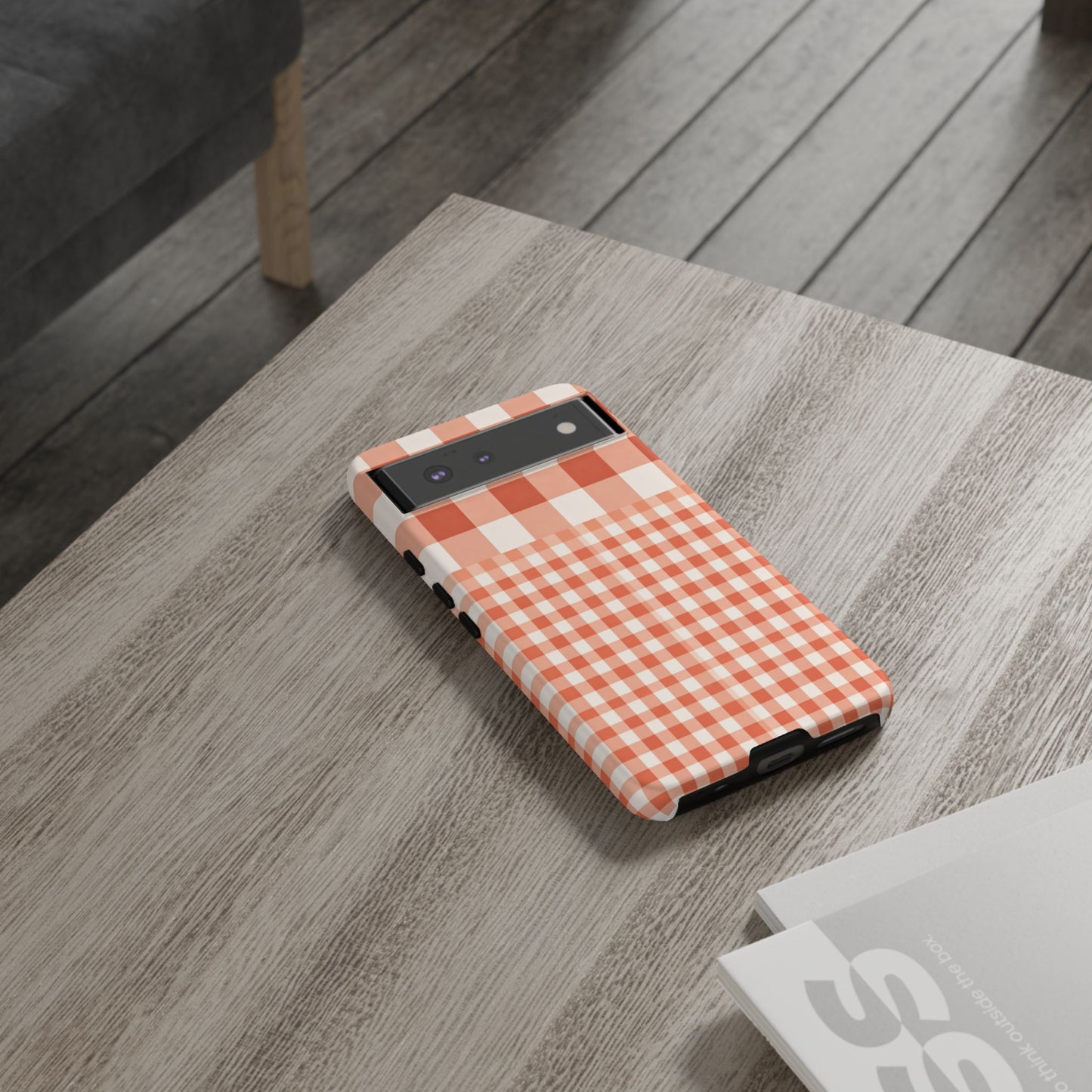 Buffalo Check Tough Phone Case — Orange Gingham Protective Cover