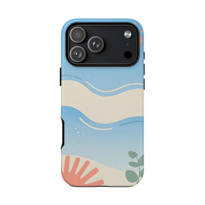 Beach Waves Tough Phone Case — Summer Sun & Seashell Protective Cover