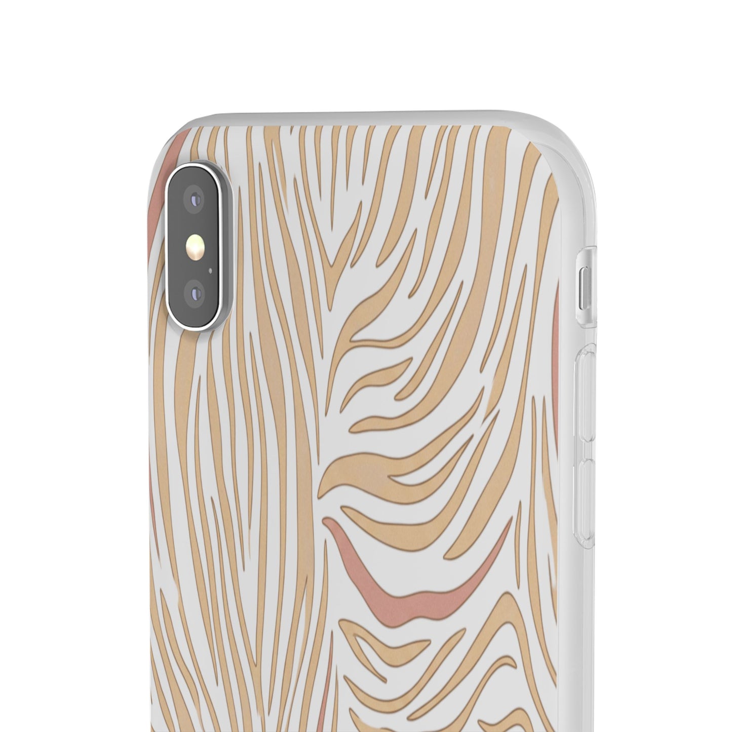 Neutral Zebra Print Flexi Case — Beige & Rose Gold Animal Pattern Phone Cover
