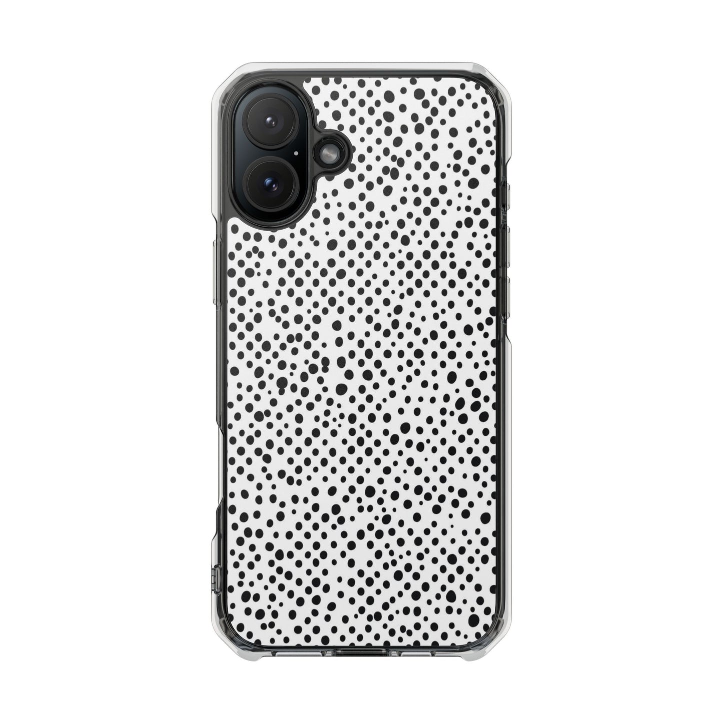 Clear Magnetic Phone Case — Black & White Speckled Pattern