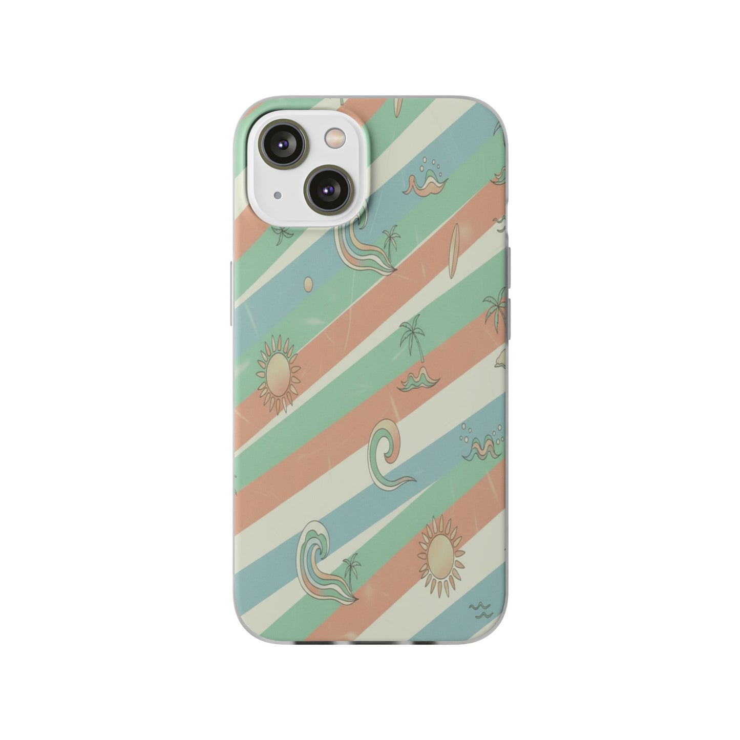 Beach Vibes Phone Case — Retro Pastel Surf & Palm Protective Flexi Case
