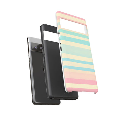 Pastel Striped Tough Phone Case – Protective Retro Rainbow Design