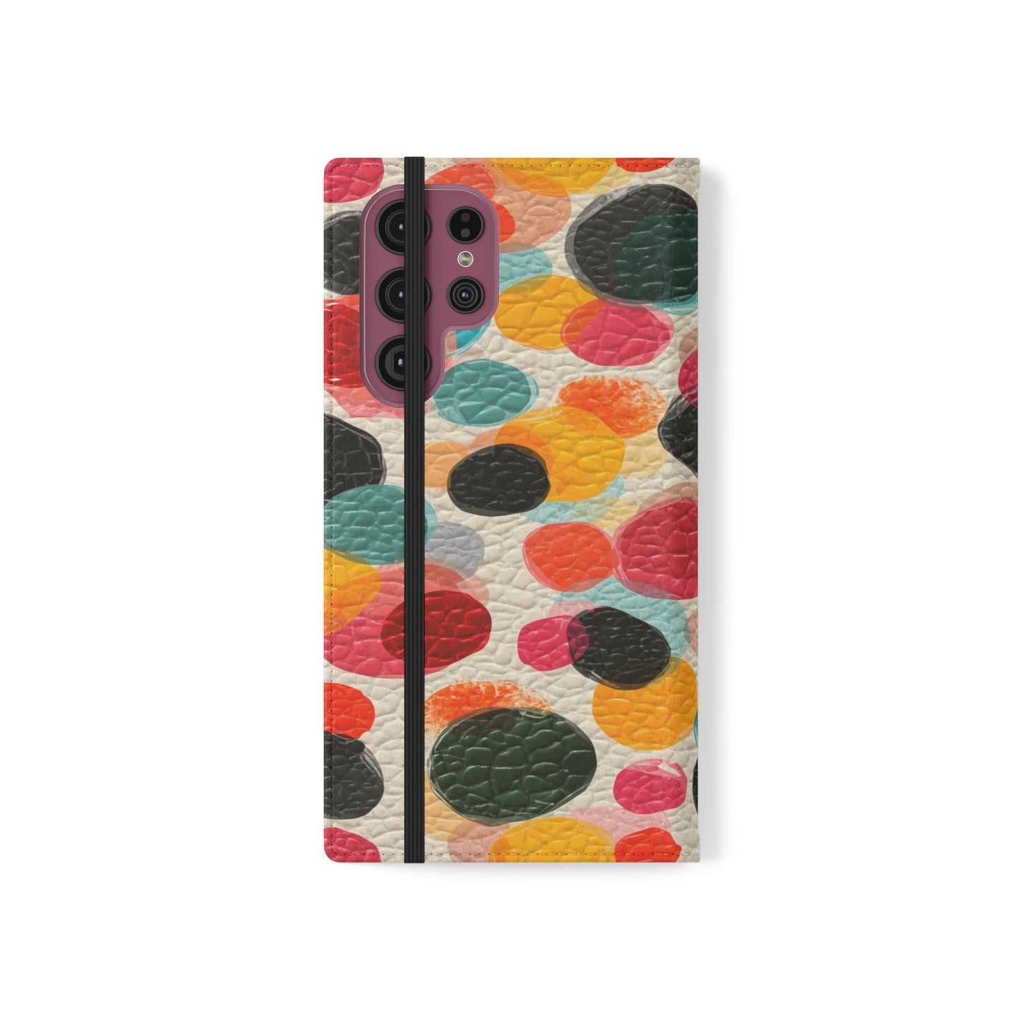 Colorful Confetti Dot Flip Phone Case — Retro Polka Wallet Cover